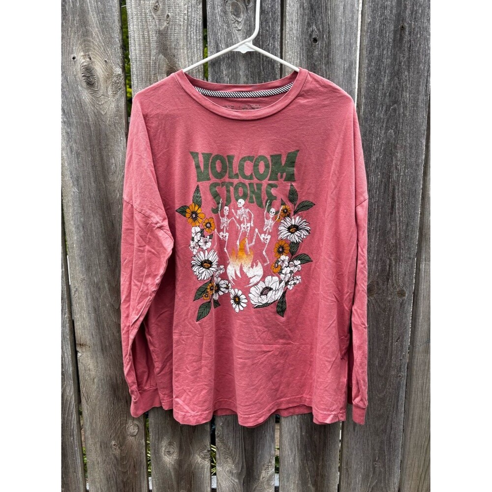 Volcom Rose Pink Long Sleeve Graphic Tee
